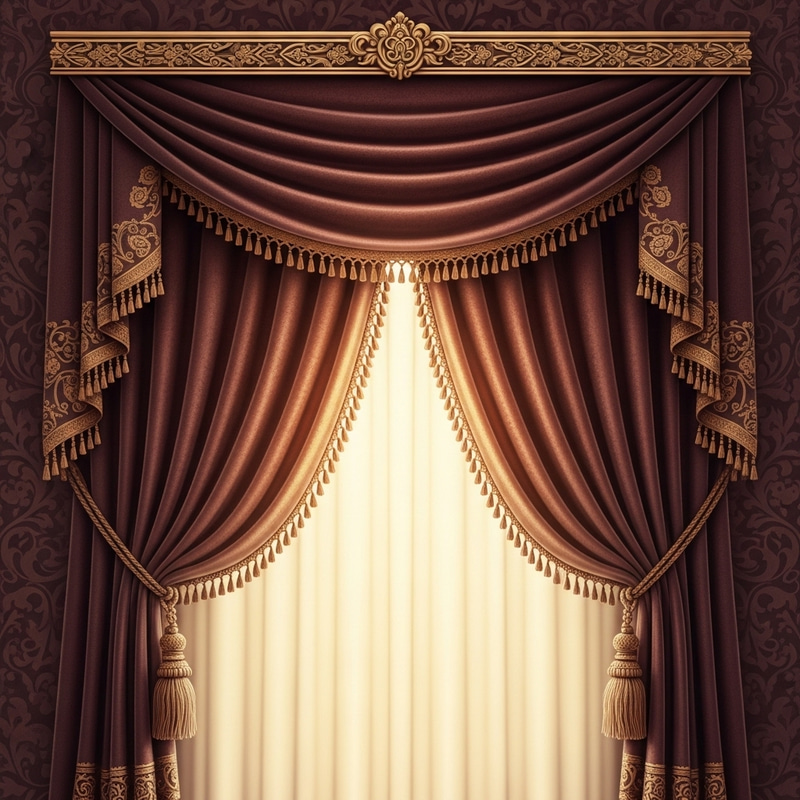 Elegant Curtain Clipart - Luxurious Velvet Drapery Design