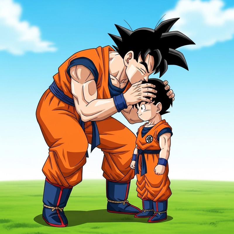 Son Goku Kissing Son Gohan - Heartfelt Moment Animated Son Goku Kissing Son Gohan - Heartfelt Moment Animated