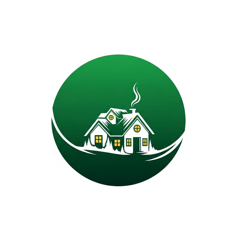 Cozy and Charming House Logo in Green Circle | Nature Design Cozy and Charming House Logo in Green Circle | Nature Design