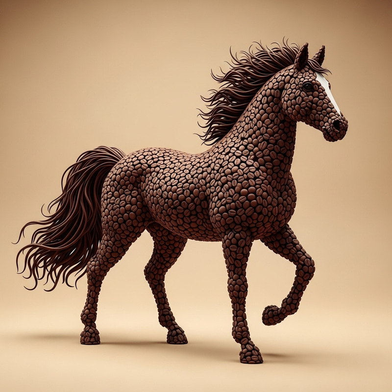 Stunning Coffee Bean Horse Art