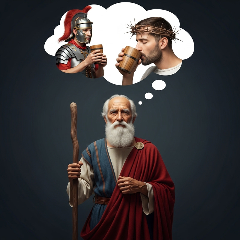 Ancient Elderly Teacher with Roman Soldier and Man with Crown of Thorns Ancient Elderly Teacher with Roman Soldier and Man with Crown of Thorns