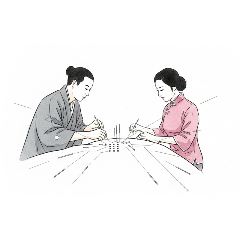 Close-up of Minimalistic Japanese Acupuncture Channels Close-up of Minimalistic Japanese Acupuncture Channels