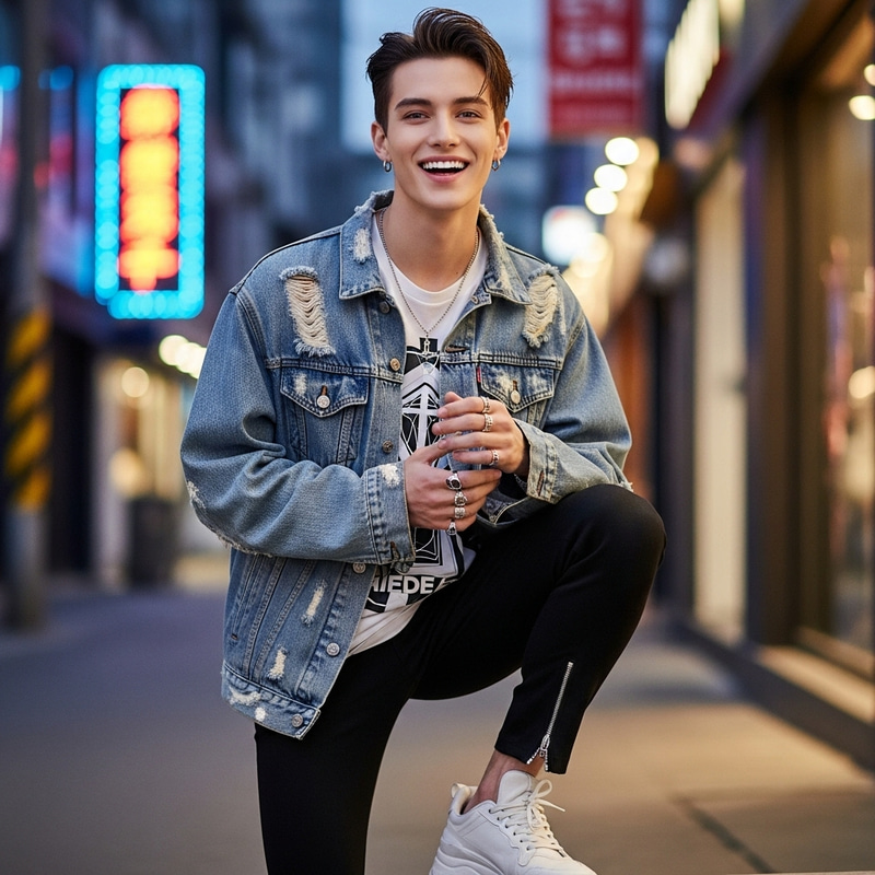 Stylish East Asian Guy: Handsome K-Pop Idol