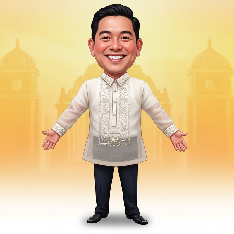 Filipino Barong Tagalog Caricature Style Character