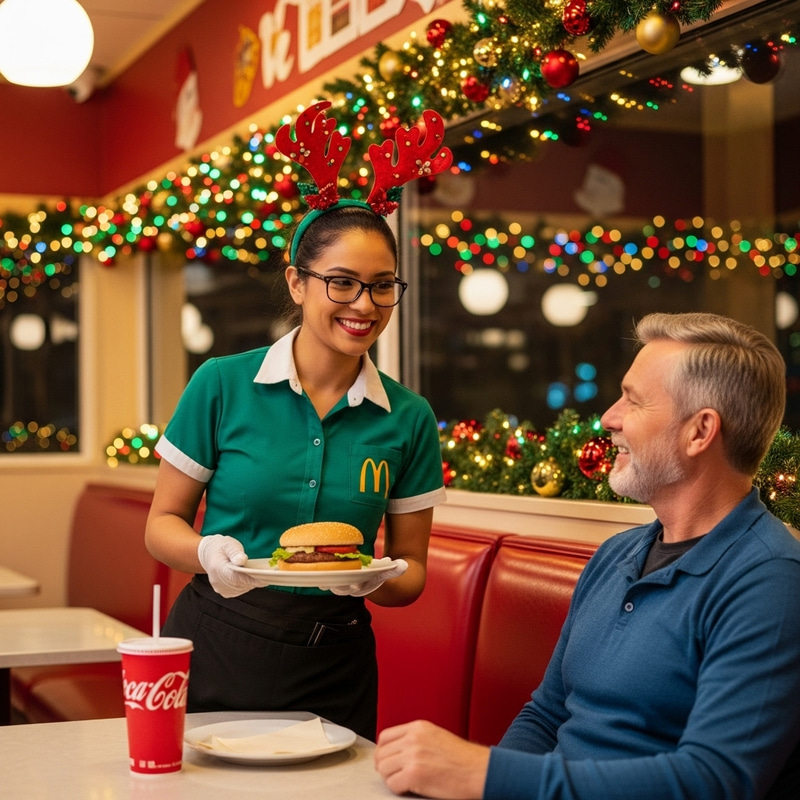 Joyful Fast Food Diner | Festive Christmas Decor & Friendly Service Joyful Fast Food Diner | Festive Christmas Decor & Friendly Service