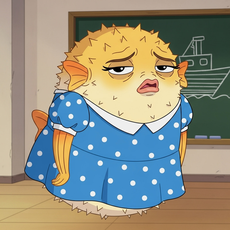 Mrs Puff: Animated Blowfish Boating School Teacher