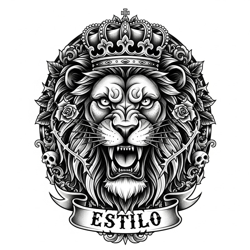 Chicano Lion Tattoo Design - Majestic Lion Inked with Chicano Style Chicano Lion Tattoo Design - Majestic Lion Inked with Chicano Style