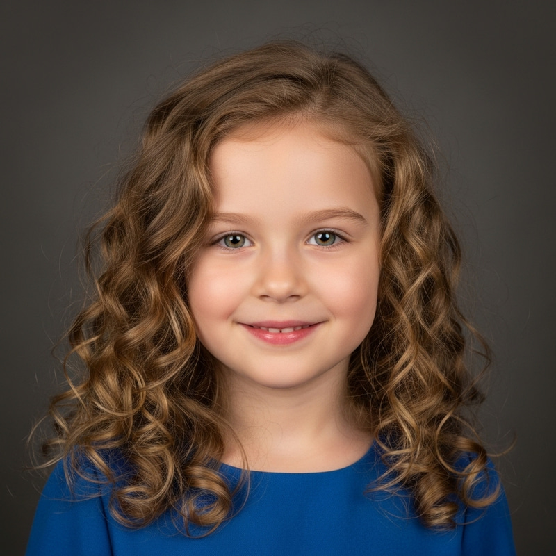 Captivating Smiling Girl with Curly Hair