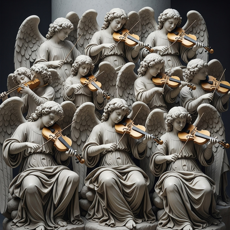 Michelangelo-Style Marble Angels Choir Sculpture | 432Hz Harmony