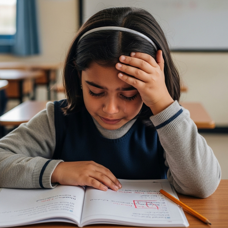 Upset Student Crying Due to Wrong Answer Upset Student Crying Due to Wrong Answer