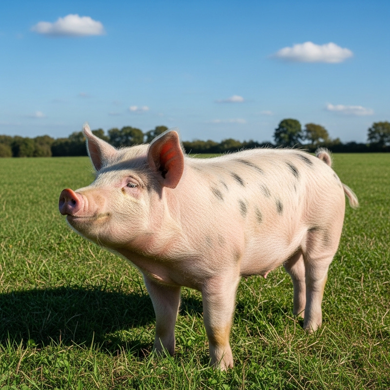 Medium Size Domestic Pig - Adorable in Lush Field Medium Size Domestic Pig - Adorable in Lush Field