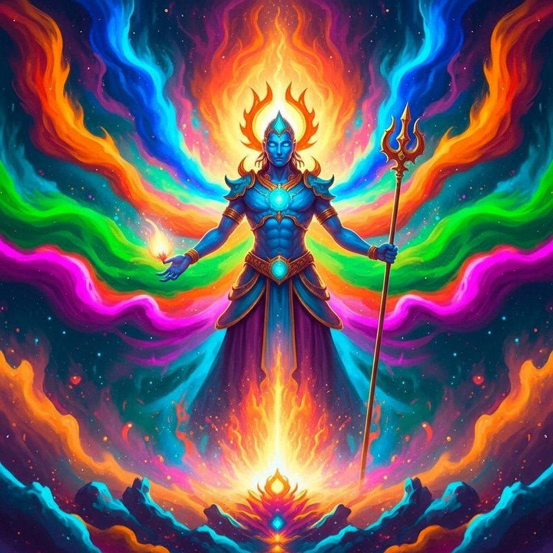 Godlike Entity in Psychedelic Realm - Surreal Colors