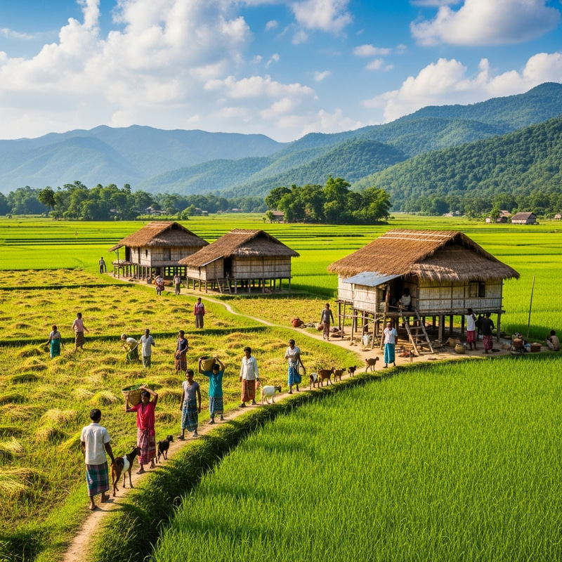 Beautiful Rural Scene in Khagarachari, Bangladesh