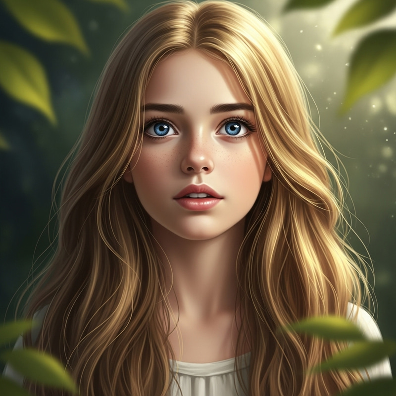 Pure Soul: Beautiful Girl with Golden Hair & Deep Blue Eyes