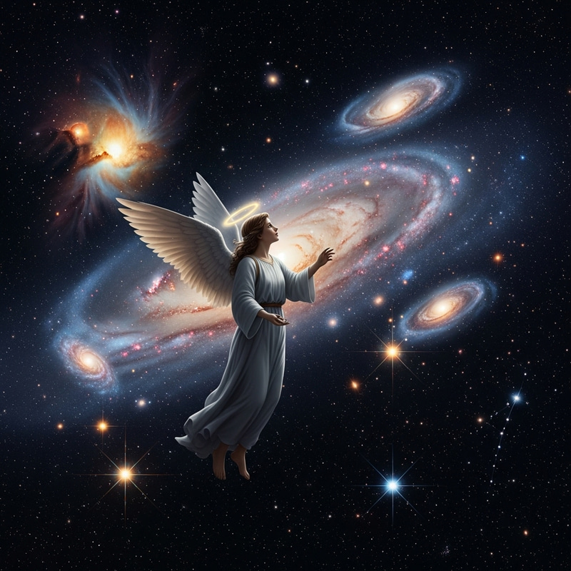Ethereal Angel Floating in Space: A Cosmic Wonder Ethereal Angel Floating in Space: A Cosmic Wonder
