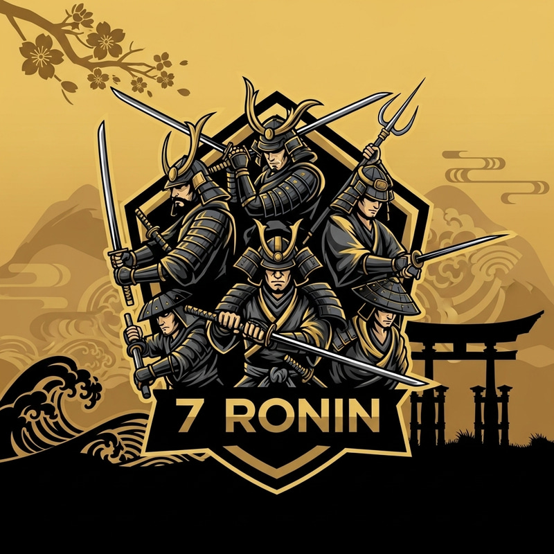 7 Ronin Gaming Logo | Black and Gold Samurai Design 7 Ronin Gaming Logo | Black and Gold Samurai Design