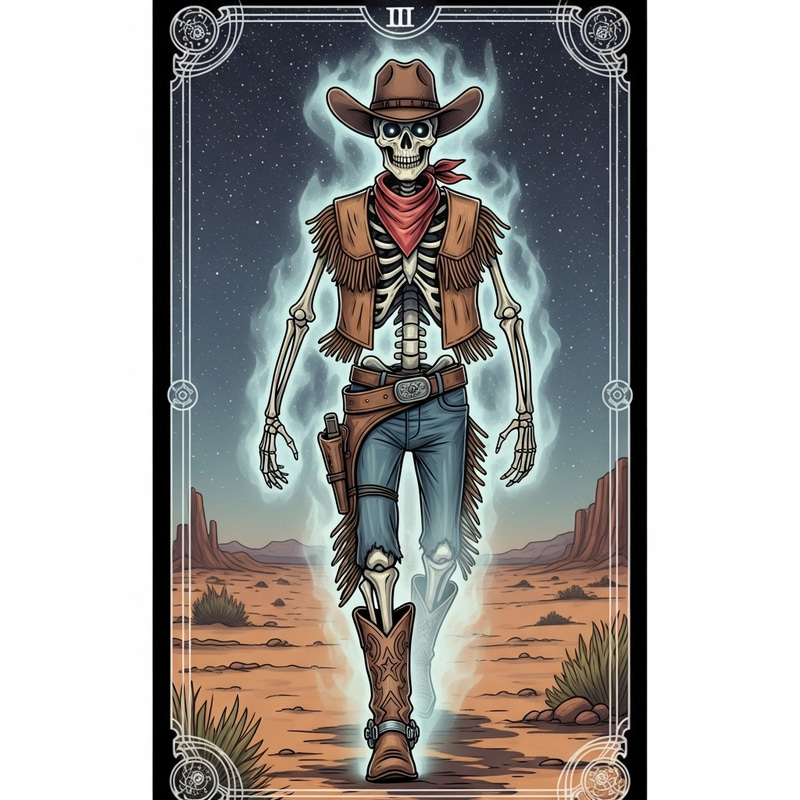 Cowboy Skeleton Tarot Card Illustration Cowboy Skeleton Tarot Card Illustration