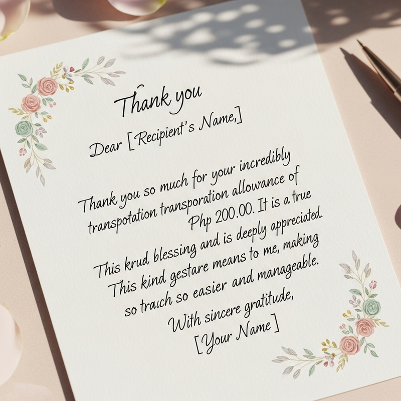 Express Gratitude for Php. 200.00 Transportation Allowance Express Gratitude for Php. 200.00 Transportation Allowance