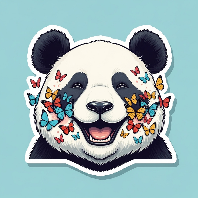 Cheerful Panda Sticker with Butterfly Cheeks
