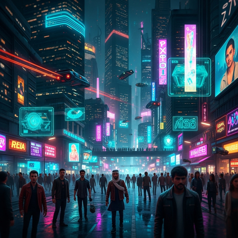 Neon Cyberpunk Cityscape: A Miniature Futuristic Metropolis Neon Cyberpunk Cityscape: A Miniature Futuristic Metropolis