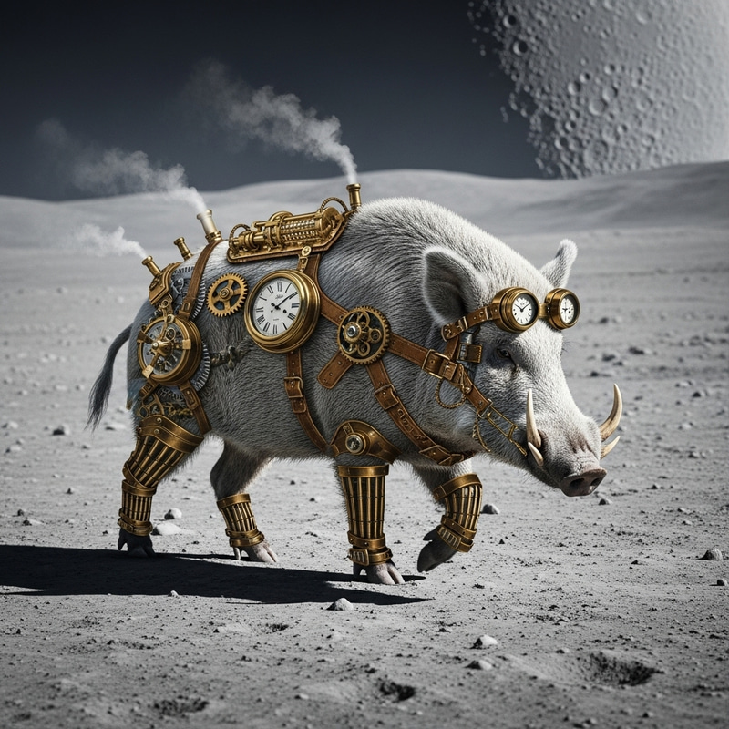 White Boar Steampunk Moon