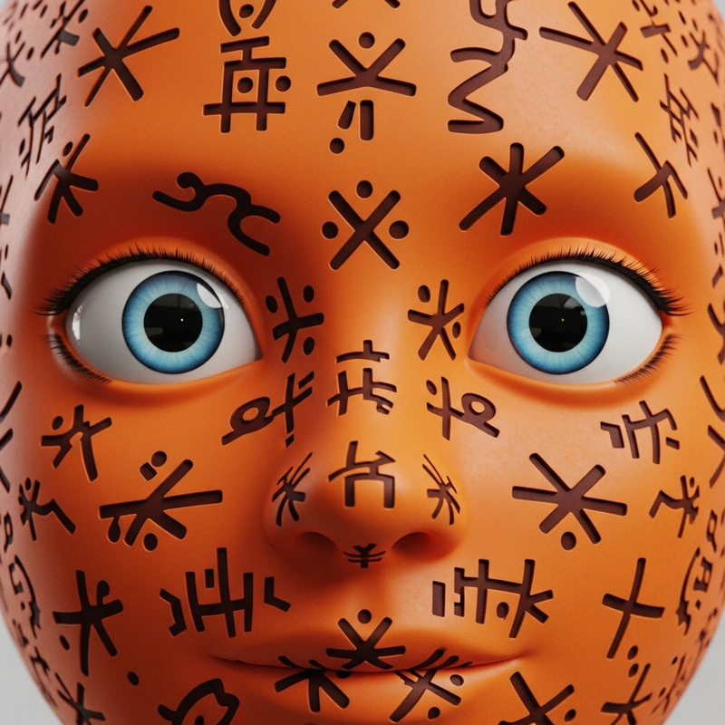 Orange Girl's Face with Amazigh Symbols in Realistic 3D Cartoon Style Orange Girl's Face with Amazigh Symbols in Realistic 3D Cartoon Style
