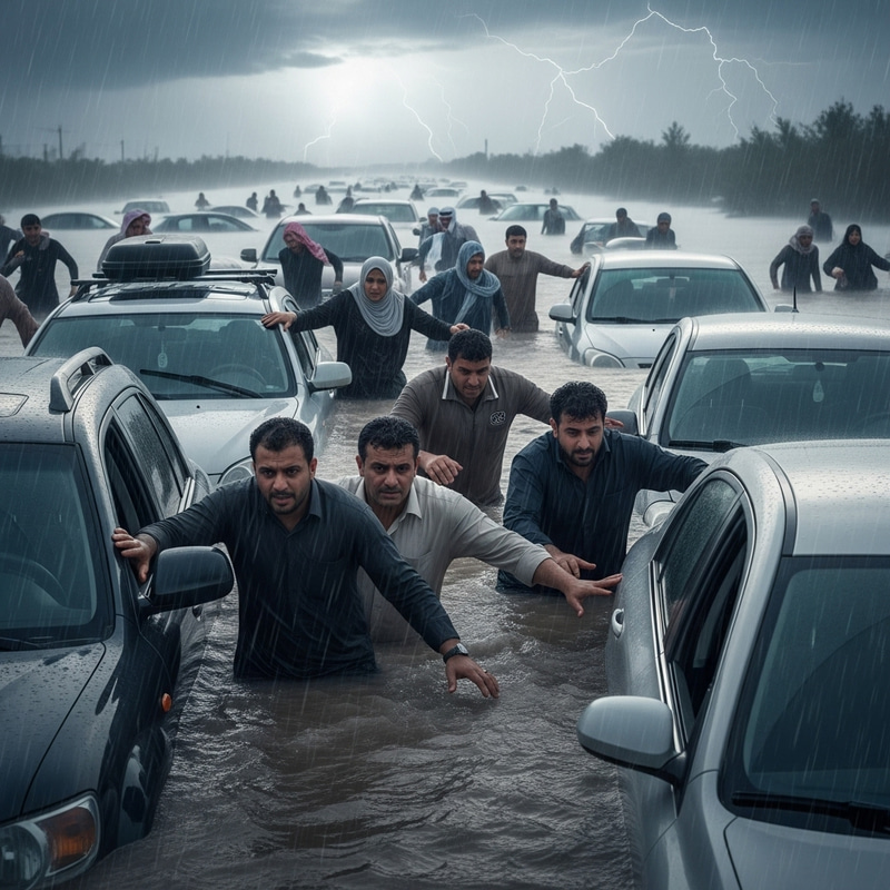 Horrifying Flood Scene: Dubai Panic Horrifying Flood Scene: Dubai Panic