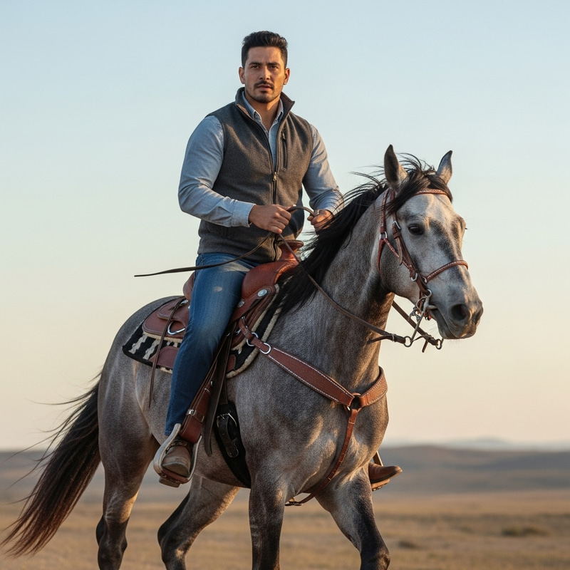 Hispanic Man Riding a Majestic Horse