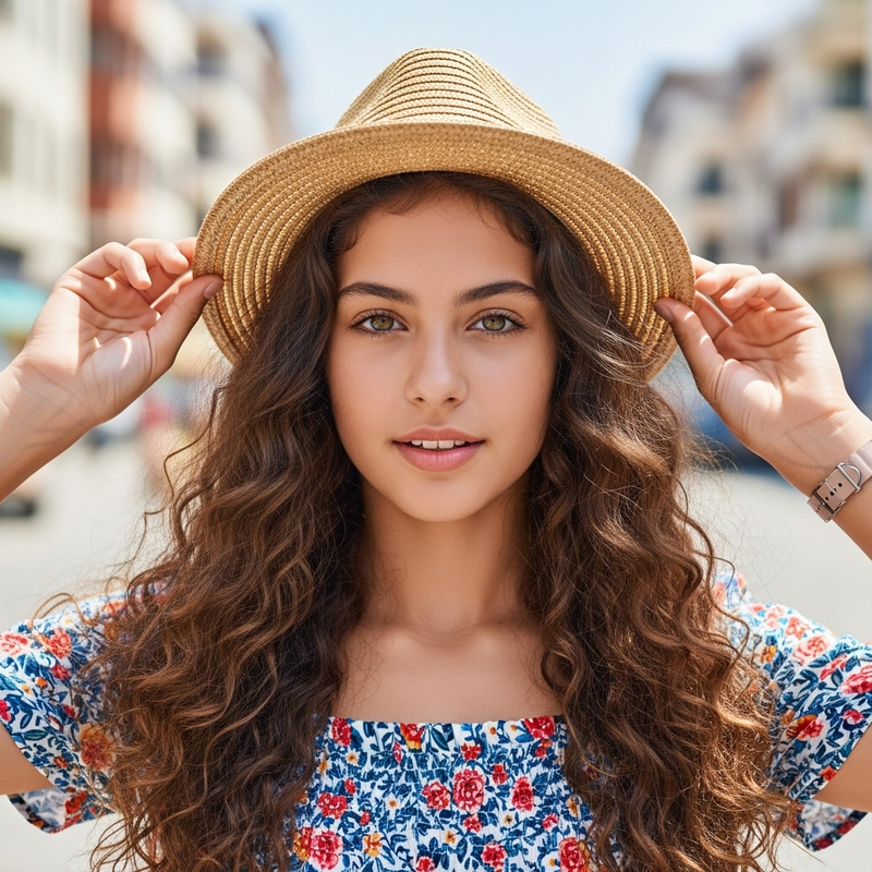 Stylish Teenage Latina Enjoying Sunny Day Outdoors