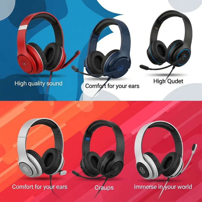 Dynamic Headsets in Red, Blue, Black & White | 3D Sound Experience