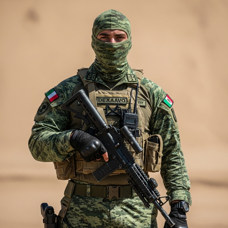 Mexican Navy Special Forces Soldier in Military Balaclava Mexican Navy Special Forces Soldier in Military Balaclava