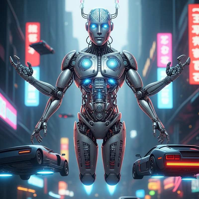 Robolev Artwork | Futuristic Metallic Silver Robot Robolev Artwork | Futuristic Metallic Silver Robot