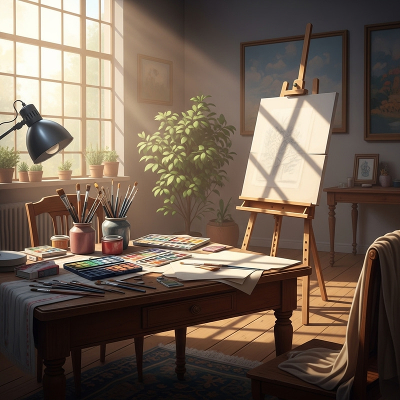 Blissful Creative Moments | Art Supplies on Antique Table Blissful Creative Moments | Art Supplies on Antique Table