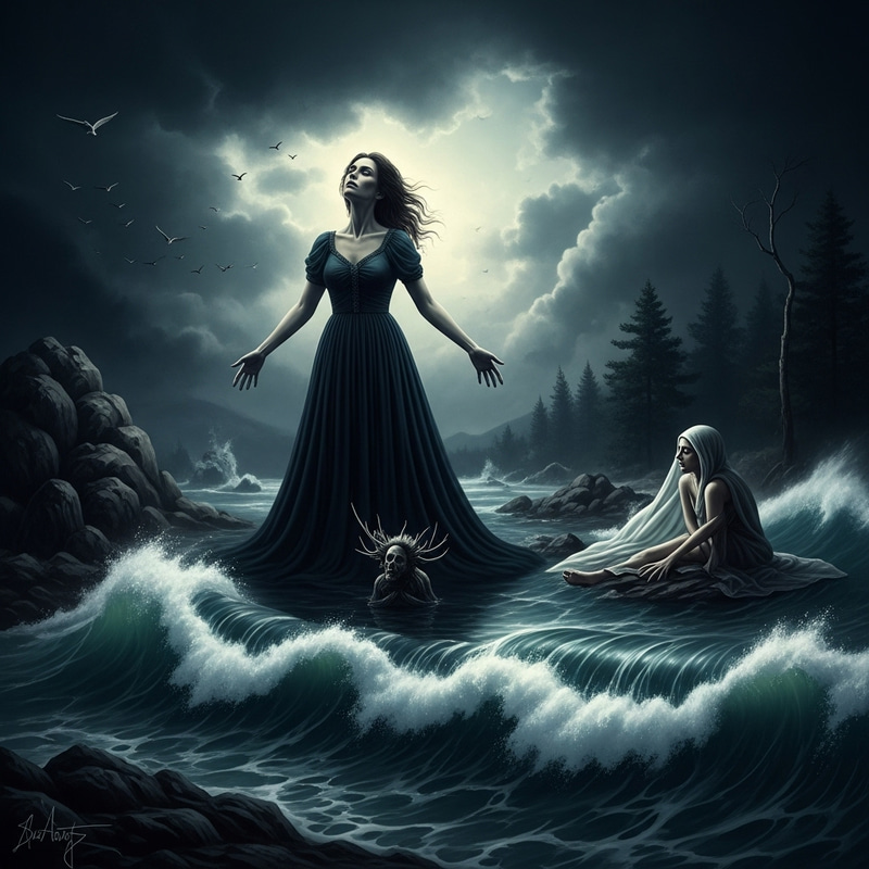 Haunting Surrealist Digital Painting of Death's Undertow | Macabre Art Haunting Surrealist Digital Painting of Death's Undertow | Macabre Art