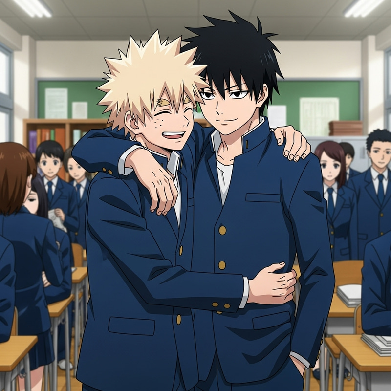 Naruto and Madara Embrace in School