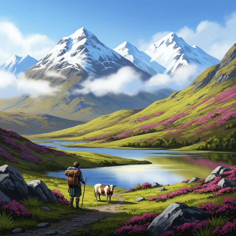 Highland Wilderness Beauty - Majestic Mountains, Rolling Hills, Tranquil Loch Highland Wilderness Beauty - Majestic Mountains, Rolling Hills, Tranquil Loch