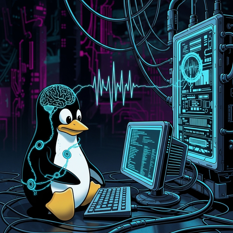 Tech-Savvy Penguin Coding: A Retro-Futuristic Vibe Tech-Savvy Penguin Coding: A Retro-Futuristic Vibe