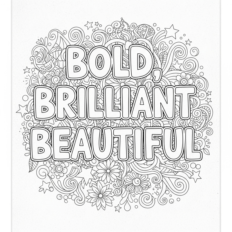 Bold, Brilliant, Beautiful Coloring Page Bold, Brilliant, Beautiful Coloring Page