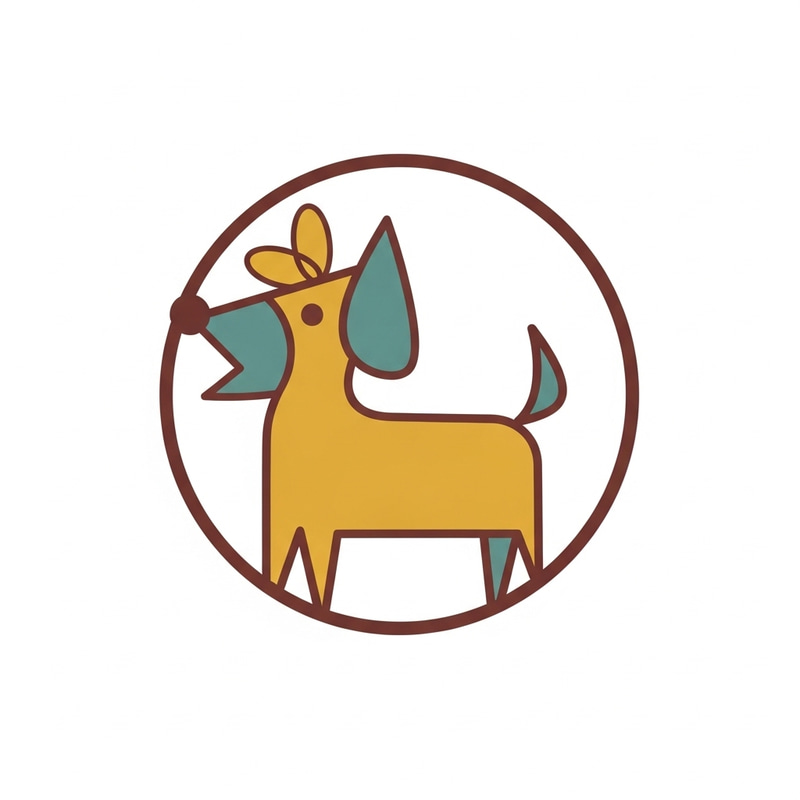 Dog Logo in Mid Century Modern Style