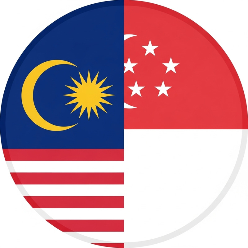 Round Malaysia & Singapore Flag Icon Design Round Malaysia & Singapore Flag Icon Design
