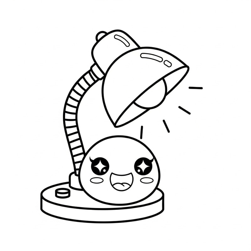 Cute Line-Art Lamp for Kids to Color Cute Line-Art Lamp for Kids to Color