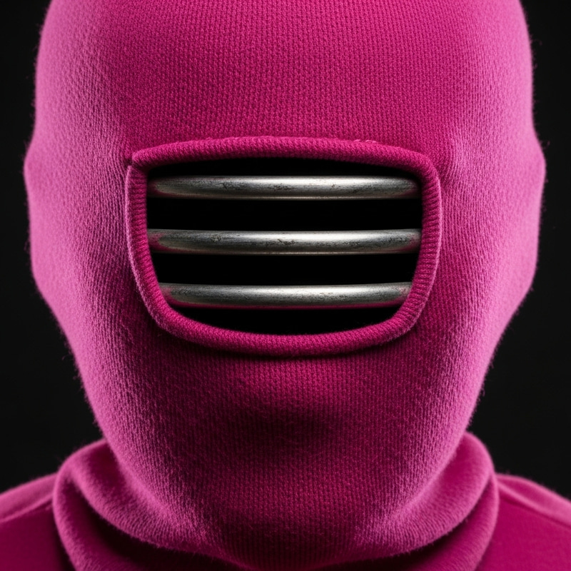 Thick Plushy Fuchsia Fabric Mask with Hole and Metal Bars