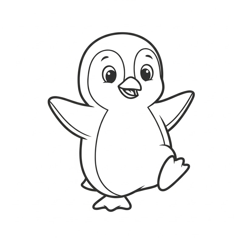 Classic Playful Penguin Coloring Page for Kids Classic Playful Penguin Coloring Page for Kids