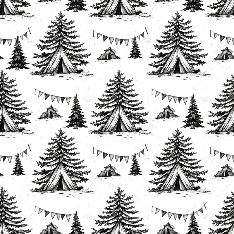 Nostalgic Fir & Tree Pattern with Vintage Adventure Essence