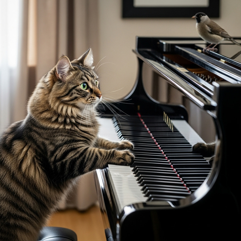 Cute Cat Playing Piano - Musical Meow Performance Cute Cat Playing Piano - Musical Meow Performance