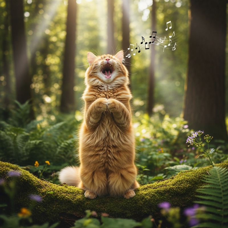 Enchanting Cat Singing in the Forest - Wildlife Story