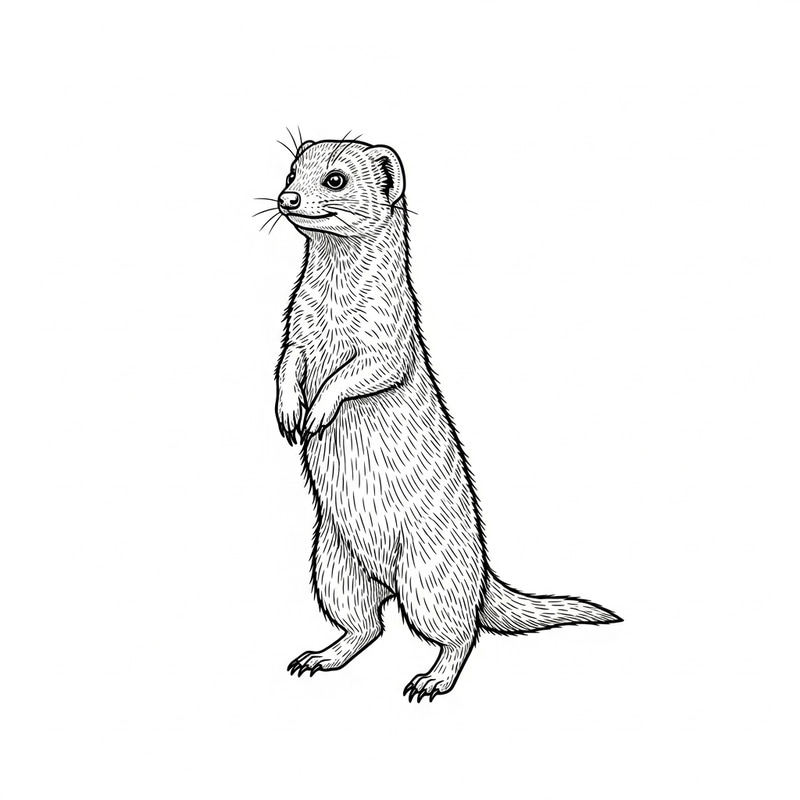 Elegant Mongoose Sketch in Black and White Elegant Mongoose Sketch in Black and White