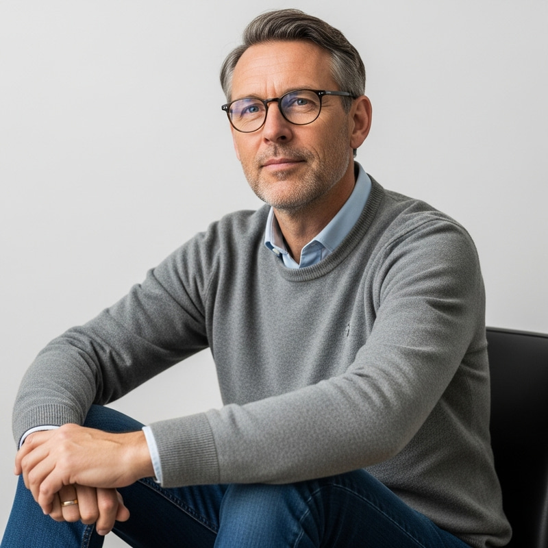 Calm Middle-Aged Man with Glasses Calm Middle-Aged Man with Glasses