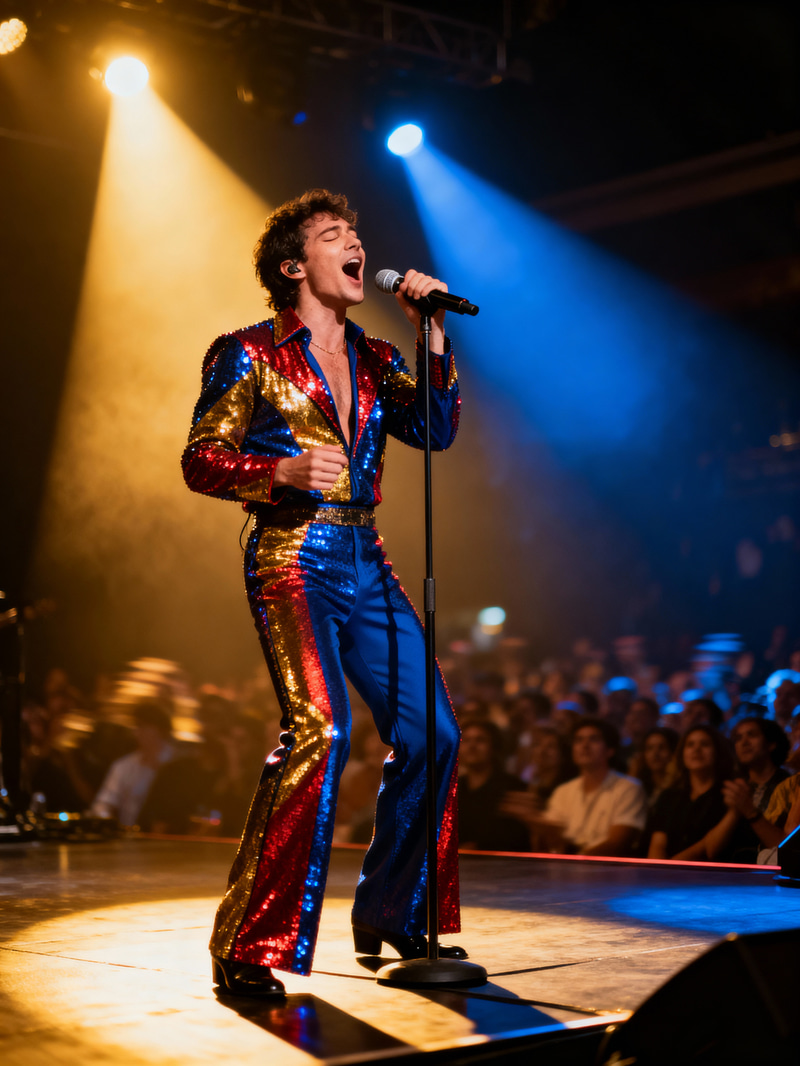 Energetic Stage Performance with Passionate Performer Energetic Stage Performance with Passionate Performer