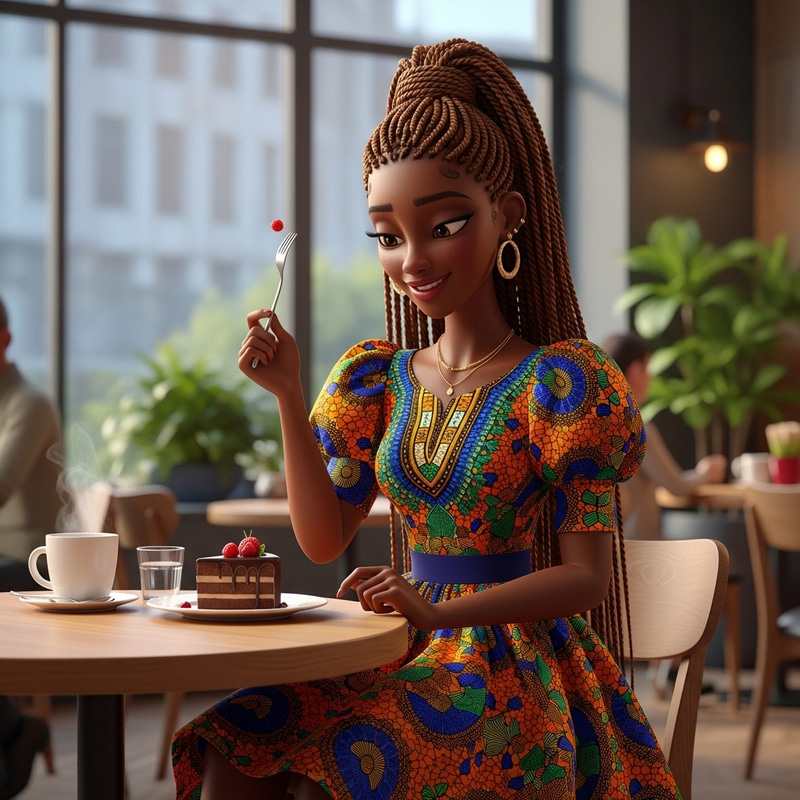 3D Animated Image: Tall Black Girl in High Fashion and African Print 3D Animated Image: Tall Black Girl in High Fashion and African Print